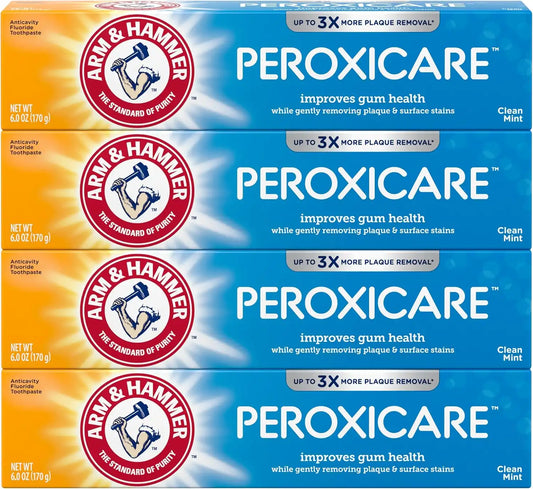 ARM & Hammer Peroxicare Toothpaste, Clean Mint, 6.0 oz, 4-Pack