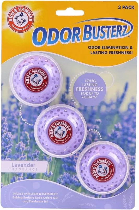 Arm & Hammer OdorBusterz® Odor Eliminator Balls, Lavender, 3 Count – Baking Soda Odor Control for Closets, Drawers, Hampers & Small Spaces, 1 Count (Pack of 36)