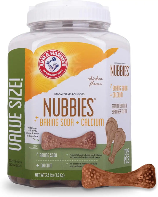 ARM & HAMMER Nubbies Dental Treats Value Size, Chicken Flavor, 139 Ct, 6-Pk