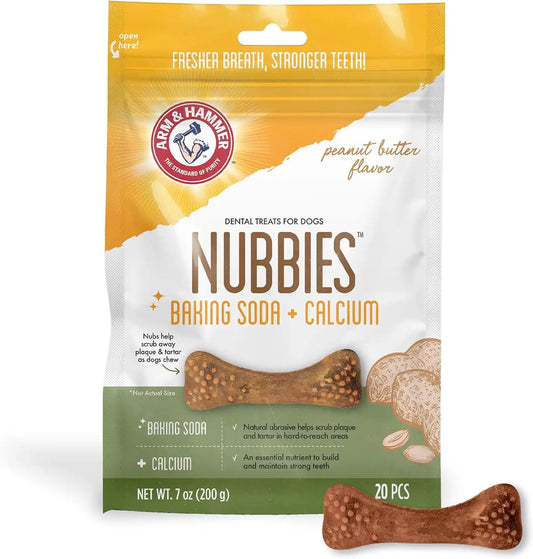 Arm & Hammer Nubbies Dental Treats for Dogs, Peanut Butter, 20 Count