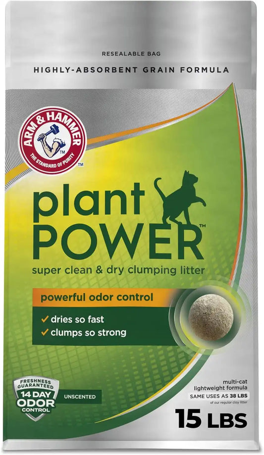 ARM & Hammer Plant Power Plant-Based Clumping Cat Litter, Unscented 15 Lbs