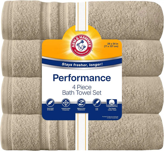 ARM & HAMMER Performance Bath Towels, 6 Piece, Khaki
