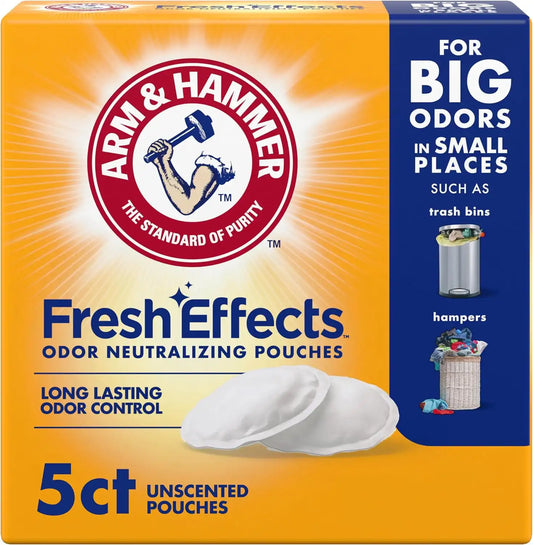ARM & HAMMER Fresh Effects Odor Neutralizing Baking Soda Pouches, White, 5 Count (Pack of 12)