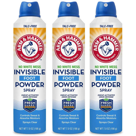 Arm & Hammer Invisible Foot Powder Spray, Odor & Sweat Control, 7oz, 3 Pack