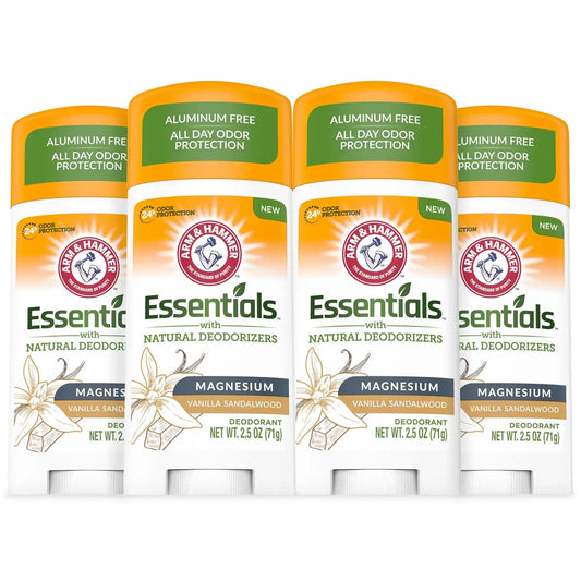 ARM & HAMMER Essentials Deodorant, Vanilla Sandalwood, 4-Pack