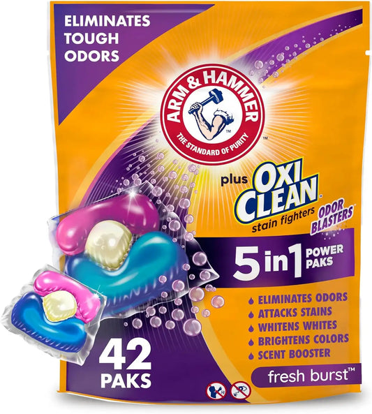 ARM & HAMMER Plus OxiClean Odor Blasters Laundry Detergent Pak, 42 Count
